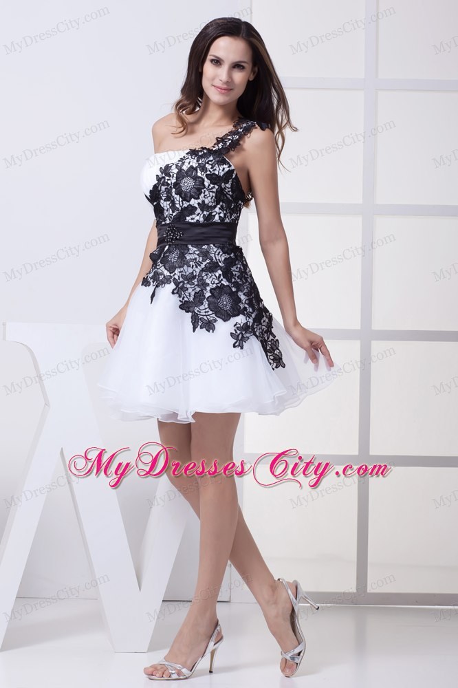 One Shoulder Mini-length Party Dress for Homecoming Lace Design