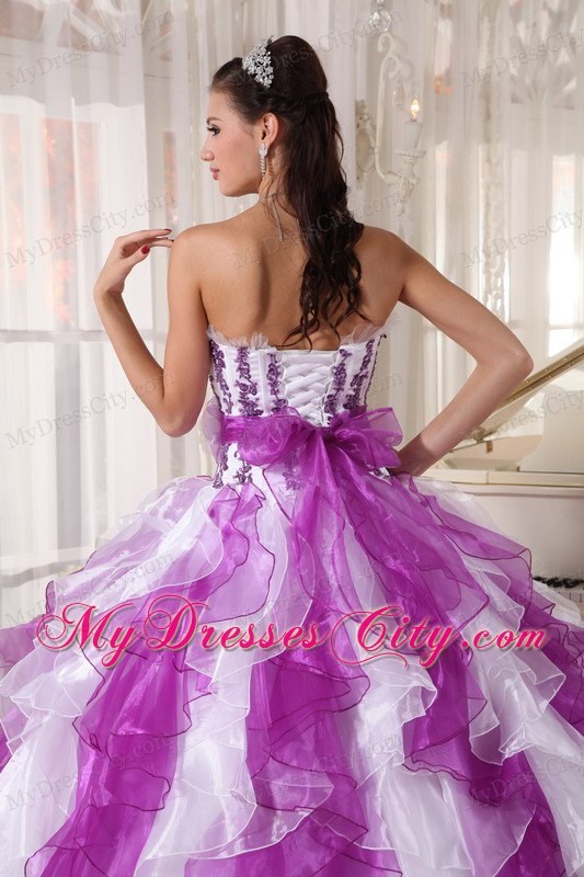 Strapless Colorful Organza Quinceanera Dress Beaded