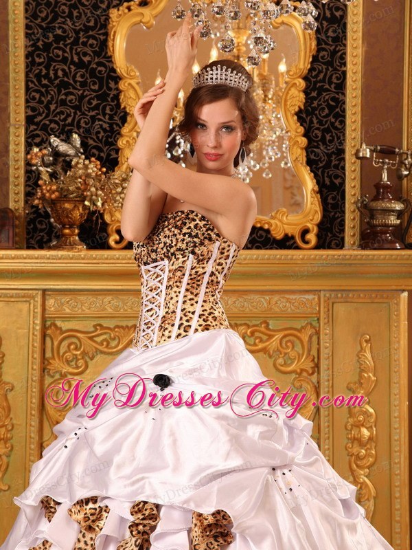 Gorgeous Strapless Brush Train Taffeta and Zebra Quinceanera Dress