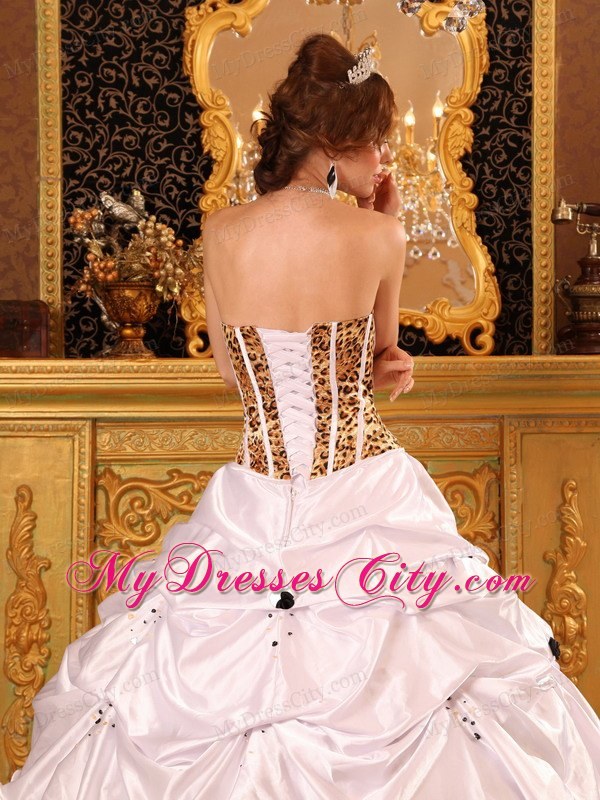 Gorgeous Strapless Brush Train Taffeta and Zebra Quinceanera Dress