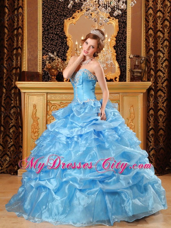 Baby Blue Sweetheart Appliques Quinceanera Dress with Jacket