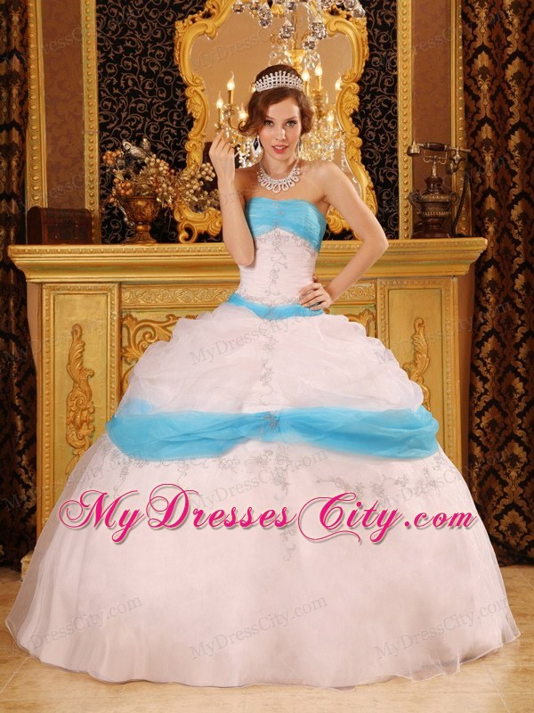 Perfect Appliques Satin and Organza White Quinceanera Dress