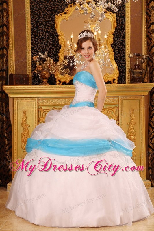 Perfect Appliques Satin and Organza White Quinceanera Dress