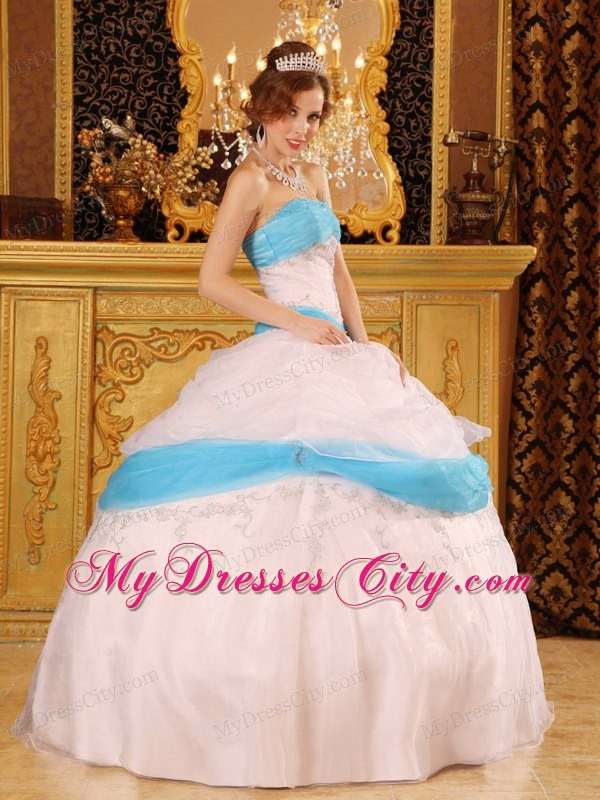 Perfect Appliques Satin and Organza White Quinceanera Dress