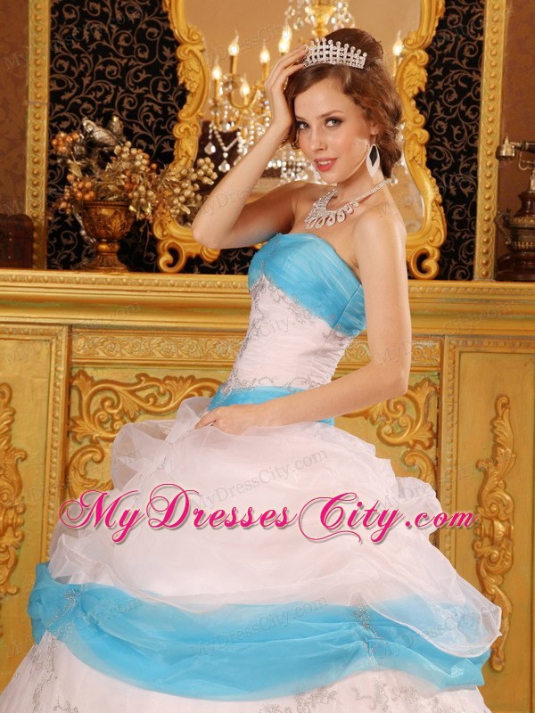 Perfect Appliques Satin and Organza White Quinceanera Dress