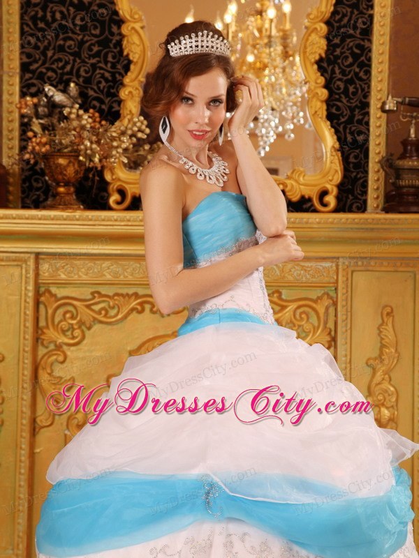 Perfect Appliques Satin and Organza White Quinceanera Dress