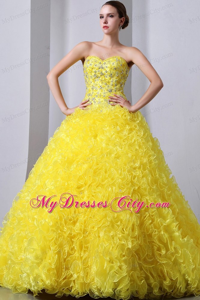 Sweetheart Lace-up Back Quinceanera Dress of Shine Yellow