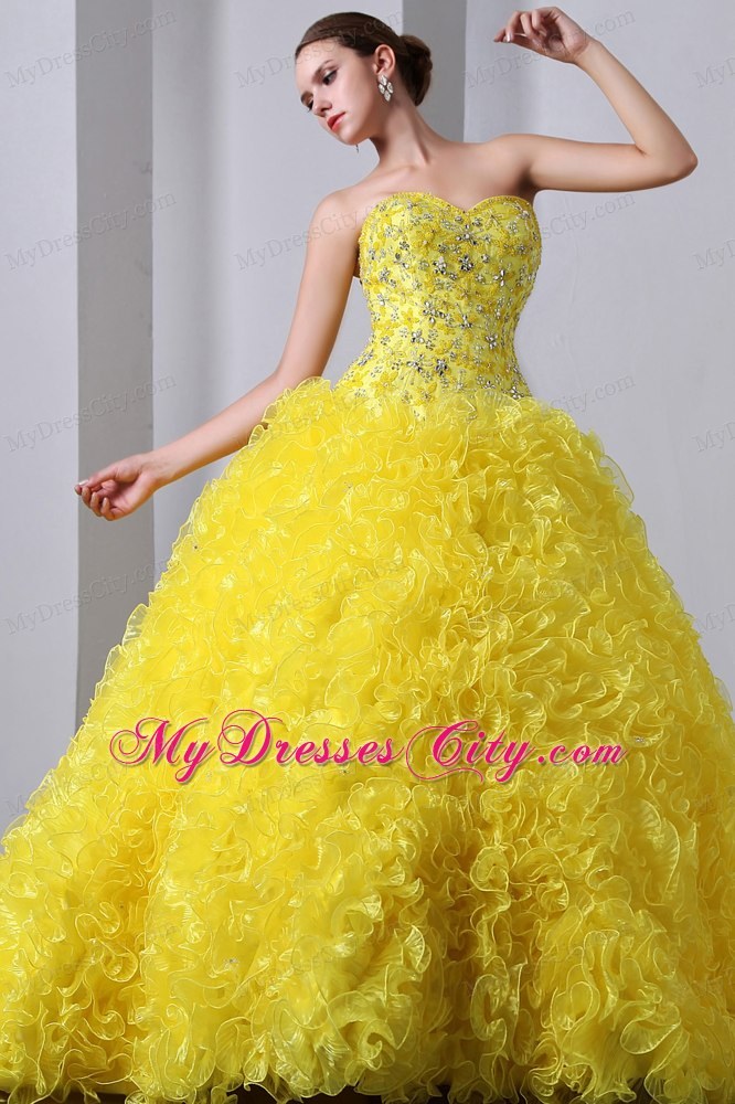 Sweetheart Lace-up Back Quinceanera Dress of Shine Yellow