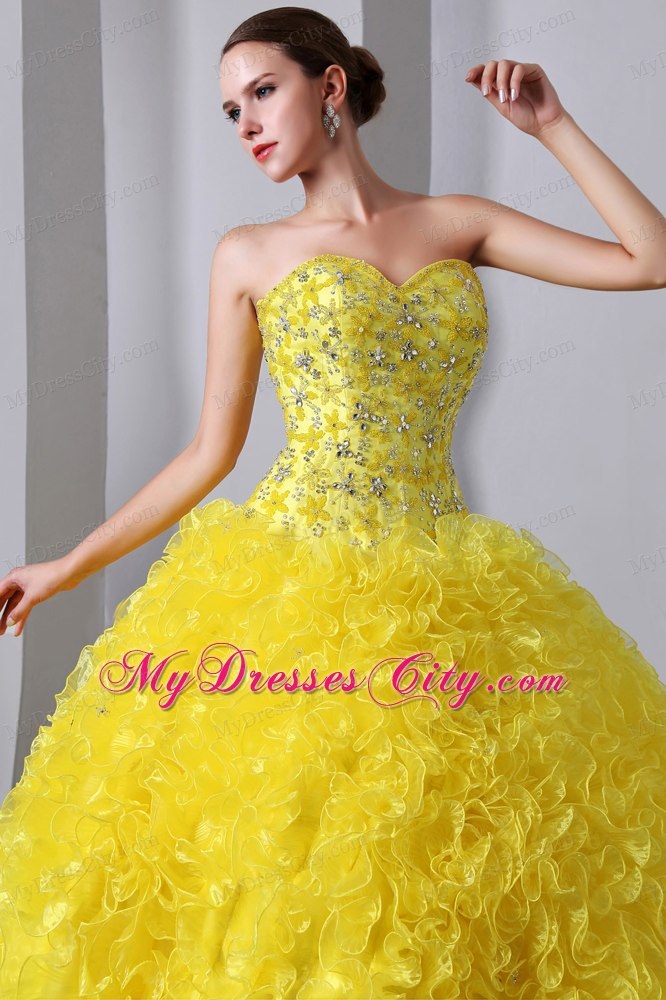 Sweetheart Lace-up Back Quinceanera Dress of Shine Yellow