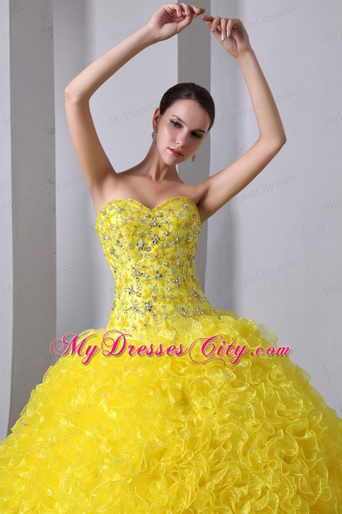 Sweetheart Lace-up Back Quinceanera Dress of Shine Yellow