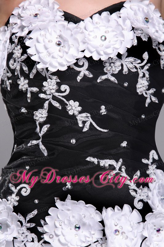 Black and White Ball Gown Quinceanera Dress with Appliques