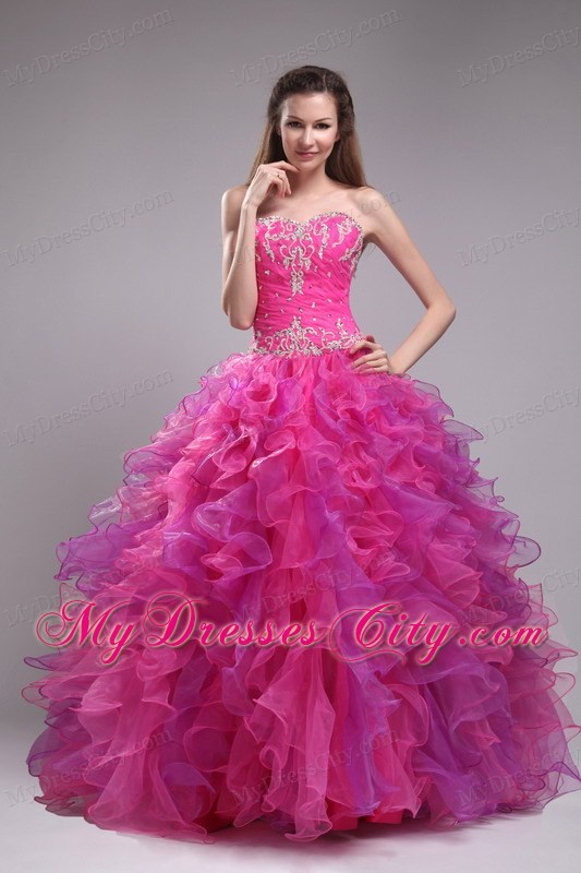 Strapless Sweetheart Quinceanera Dress with Appliques and Ruffles