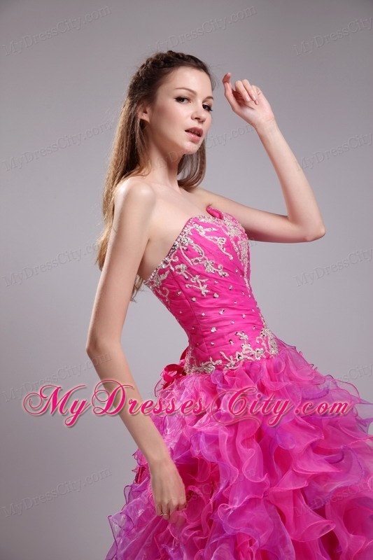 Strapless Sweetheart Quinceanera Dress with Appliques and Ruffles