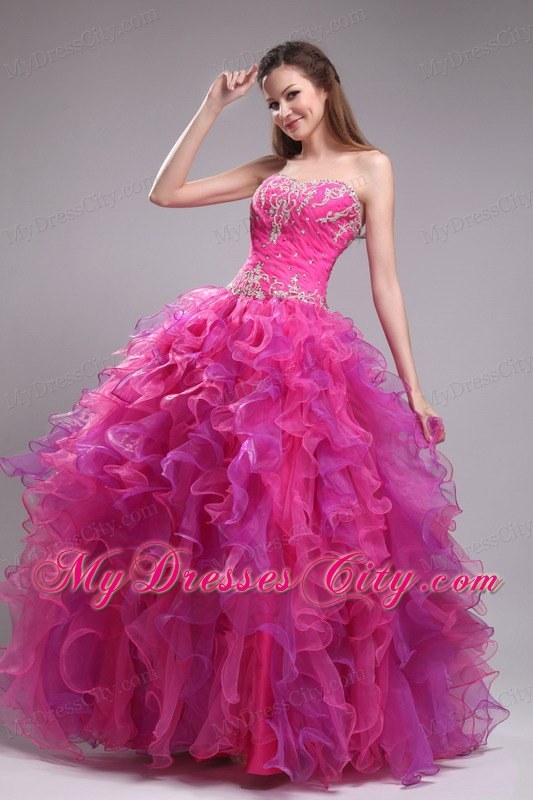 Strapless Sweetheart Quinceanera Dress with Appliques and Ruffles