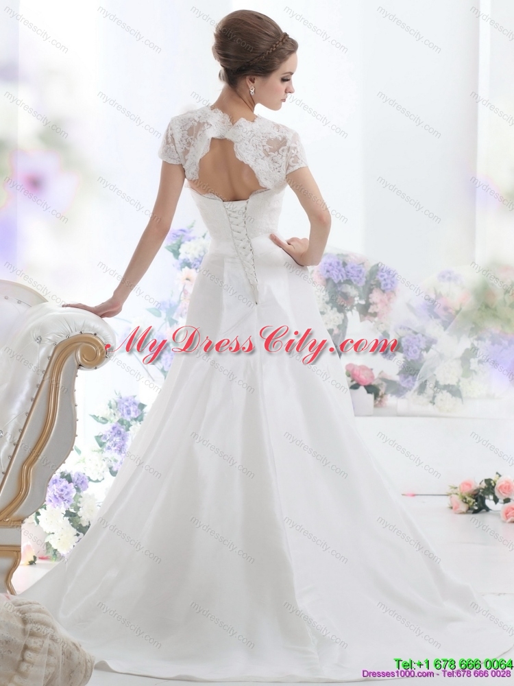 White Sweetheart Brush Train Maternity  Wedding Dresses with Hand Made Flower and Ruffles