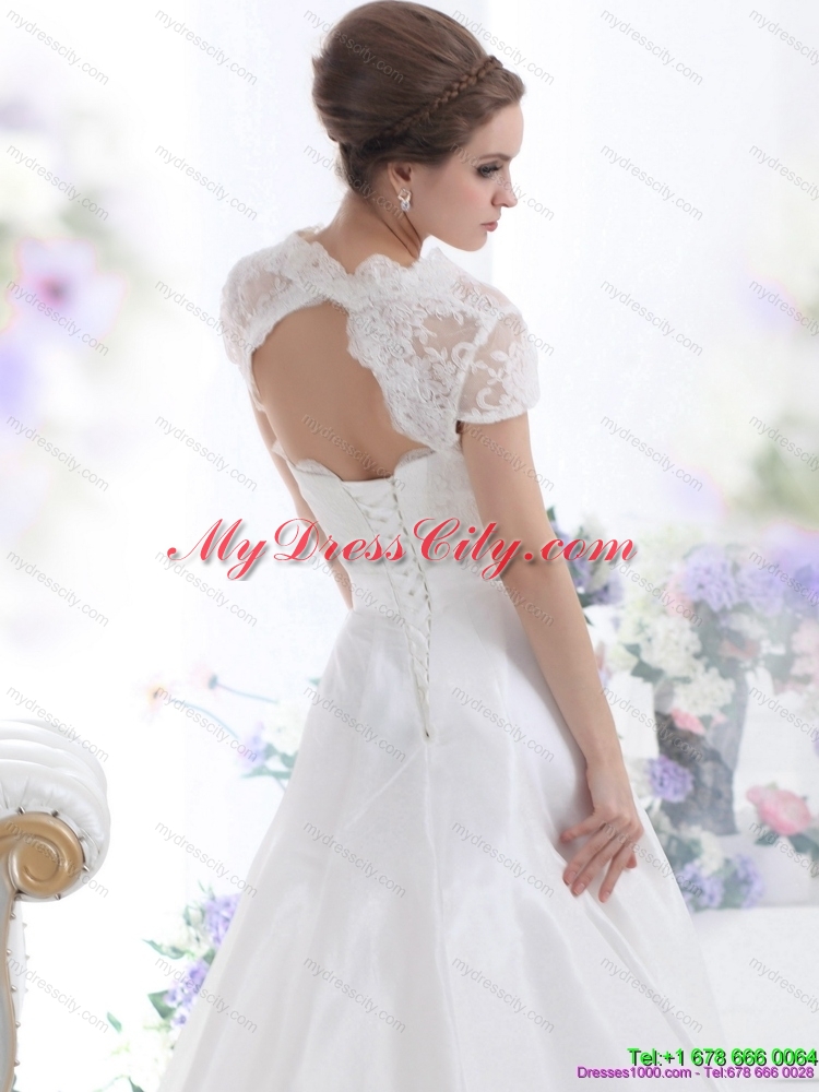 White Sweetheart Brush Train Maternity  Wedding Dresses with Hand Made Flower and Ruffles