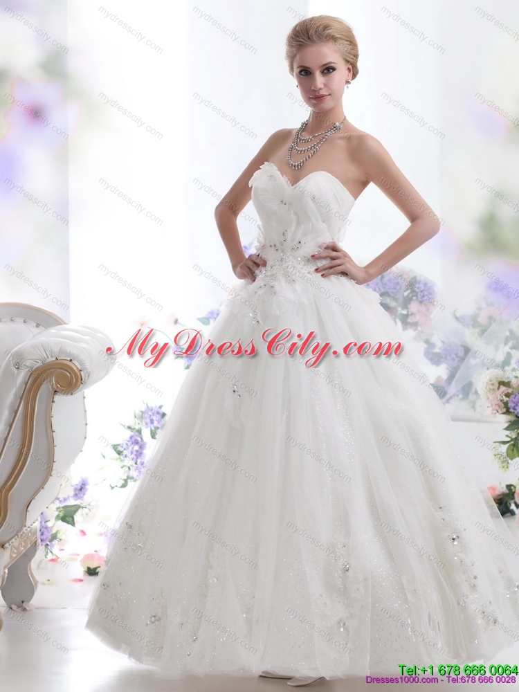 Perfect Beading Sweetheart White Wedding Dresses for 2015