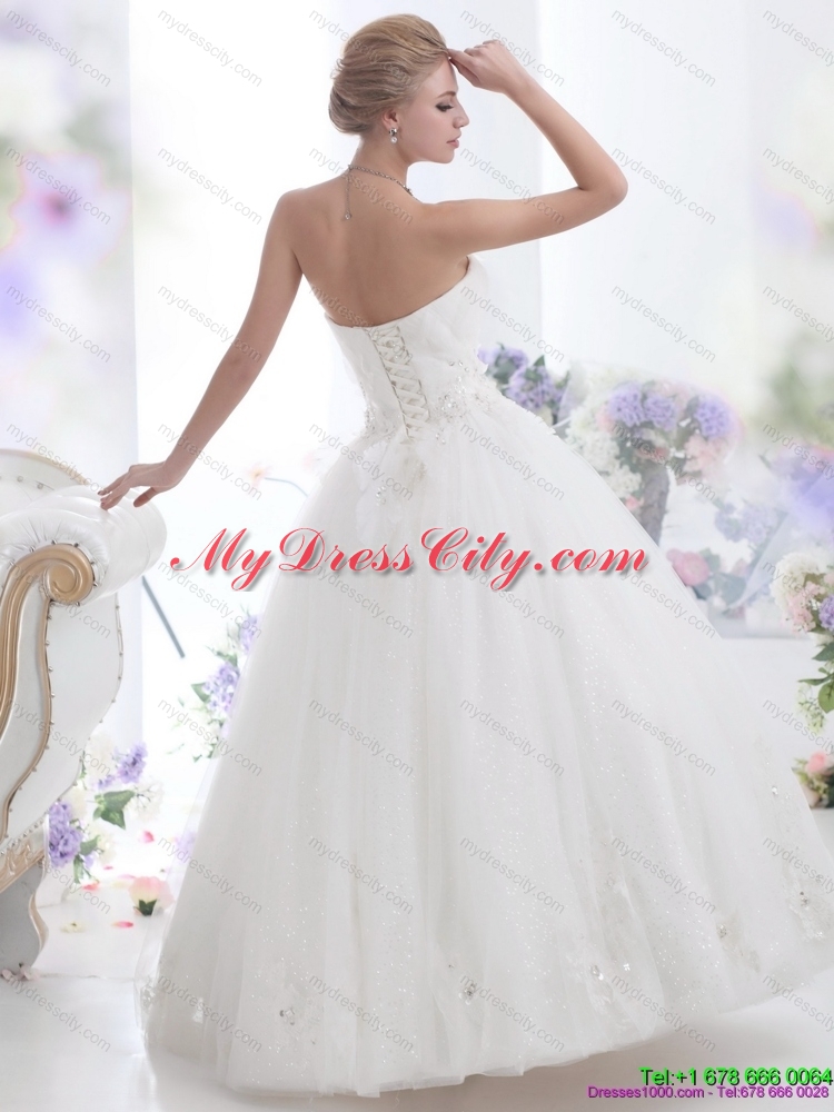 Perfect Beading Sweetheart White Wedding Dresses for 2015