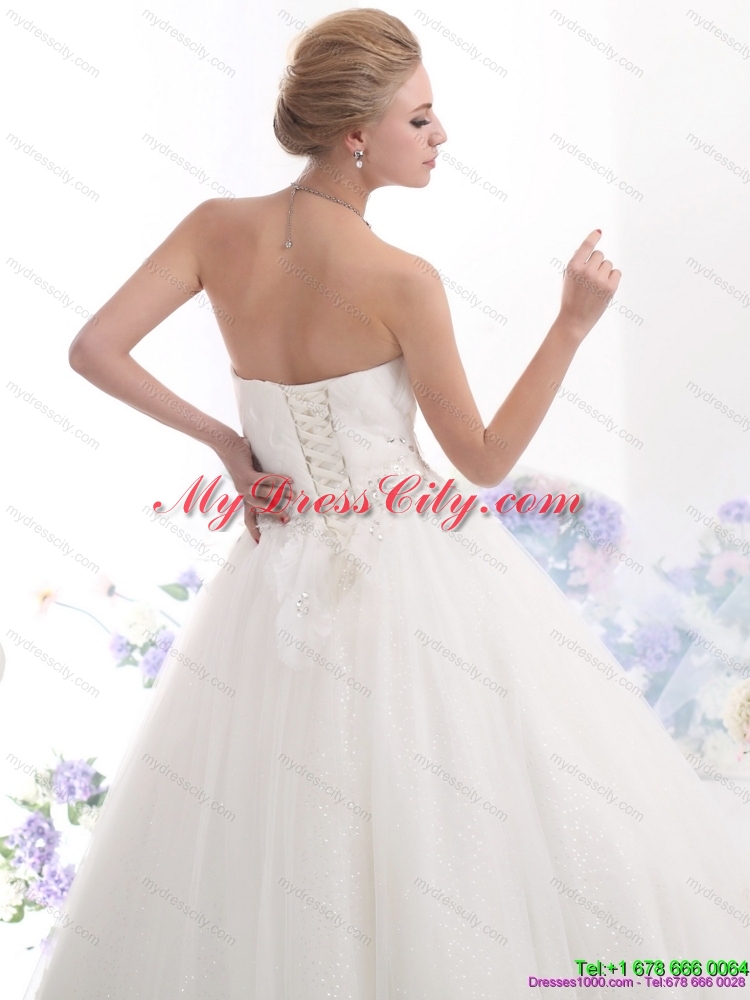 Perfect Beading Sweetheart White Wedding Dresses for 2015