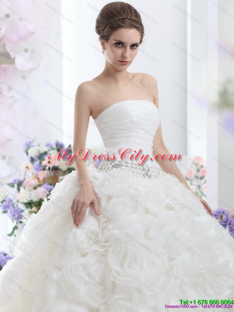 Popular Maternity Wedding Dresses with Rolling Flowers and Chapel Train