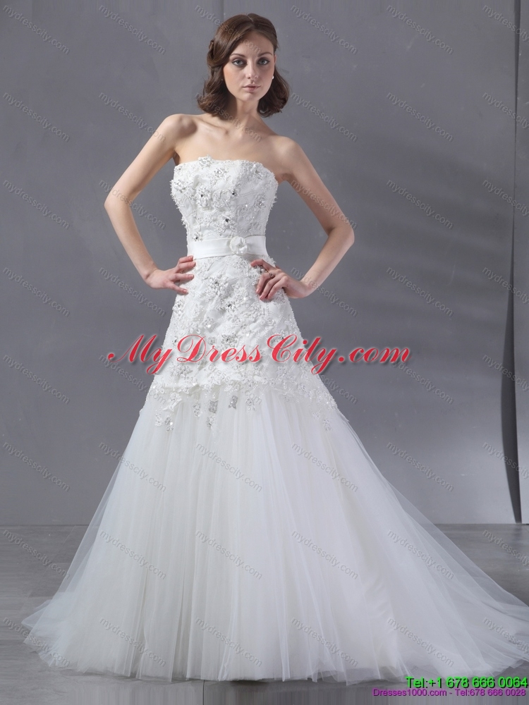 Popular Maternity Strapless Wedding Dresses with Sequins and Brush Train