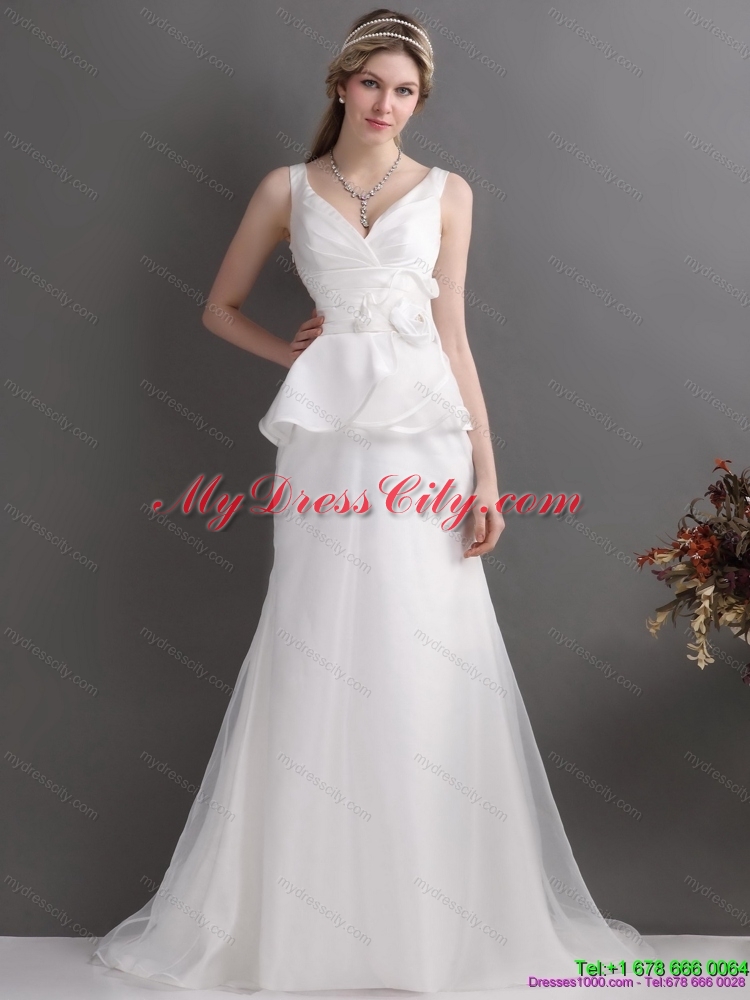 Ruffled 2015 Maternity Wedding Dresses with Brush Train