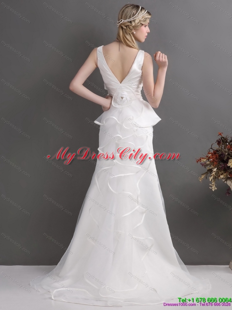 Ruffled 2015 Maternity Wedding Dresses with Brush Train