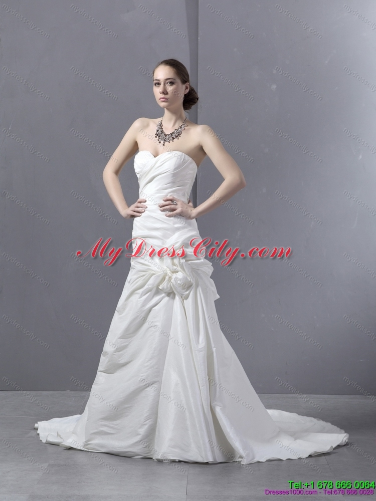 Ruffled Sweetheart Ruched Maternity  Wedding Dresses with Brush Train