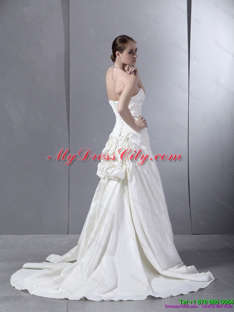 Ruffled Sweetheart Ruched Maternity  Wedding Dresses with Brush Train