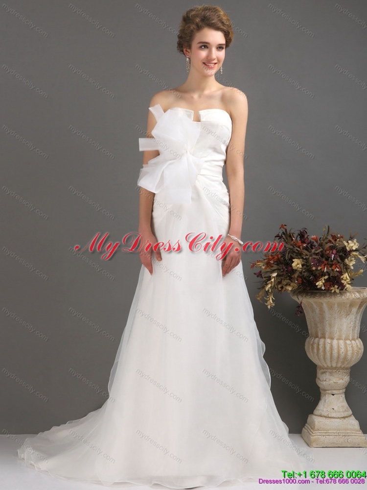 Ruffles Strapless Maternity Wedding Dresses with Brush Train