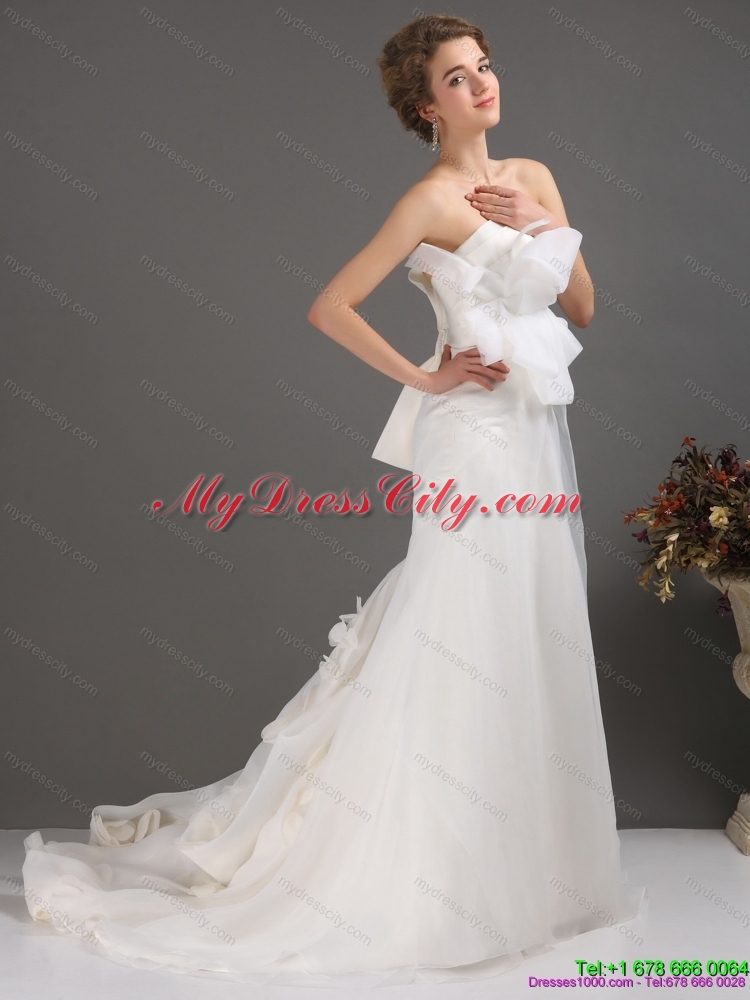 Ruffles Strapless Maternity Wedding Dresses with Brush Train