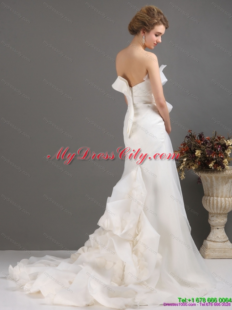 Ruffles Strapless Maternity Wedding Dresses with Brush Train