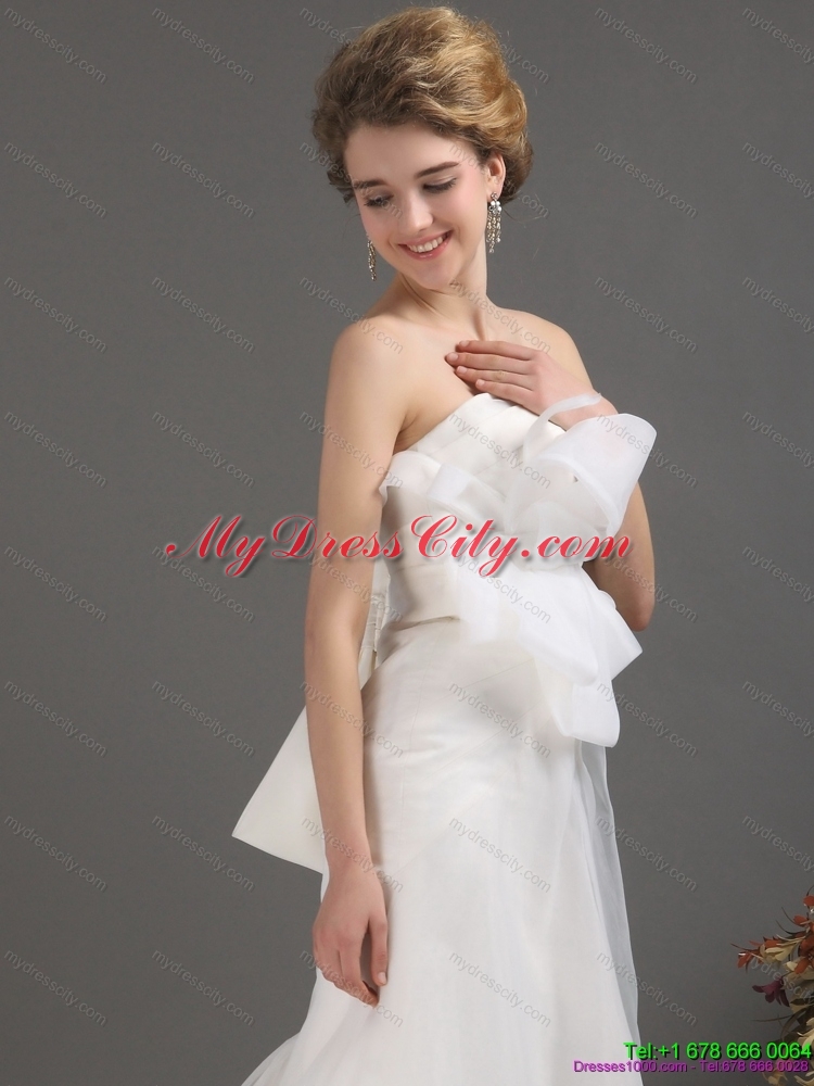 Ruffles Strapless Maternity Wedding Dresses with Brush Train