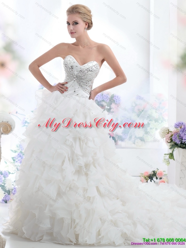 Sweetheart 2015 Maternity Wedding Dresses with Rhinestones and Ruffles