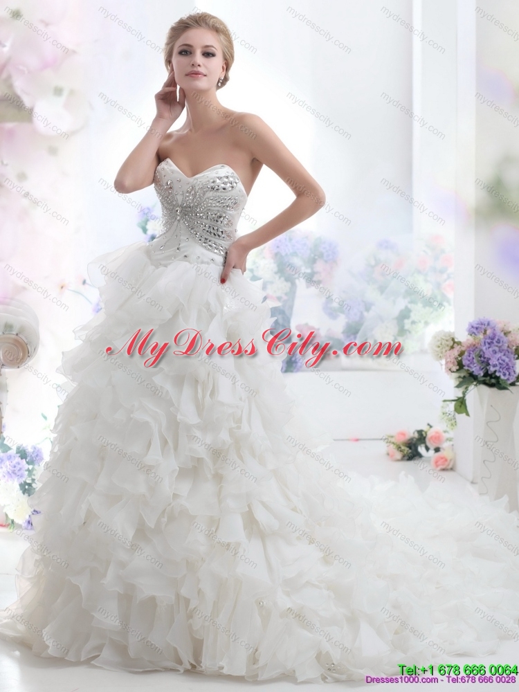 Sweetheart 2015 Maternity Wedding Dresses with Rhinestones and Ruffles