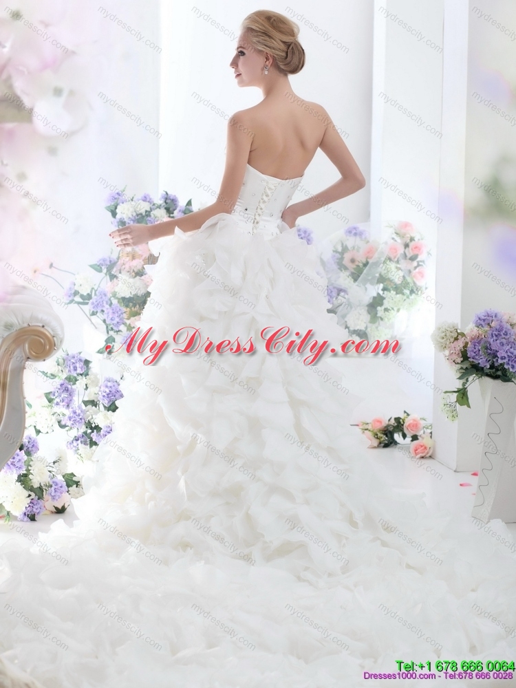 Sweetheart 2015 Maternity Wedding Dresses with Rhinestones and Ruffles