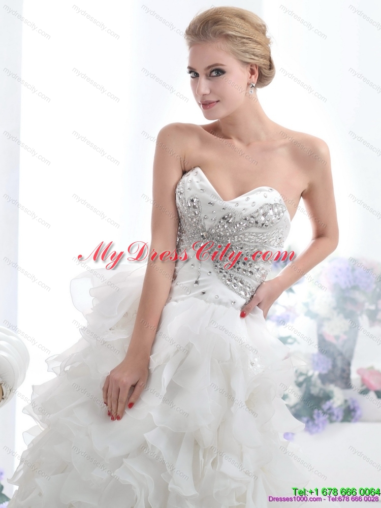 Sweetheart 2015 Maternity Wedding Dresses with Rhinestones and Ruffles