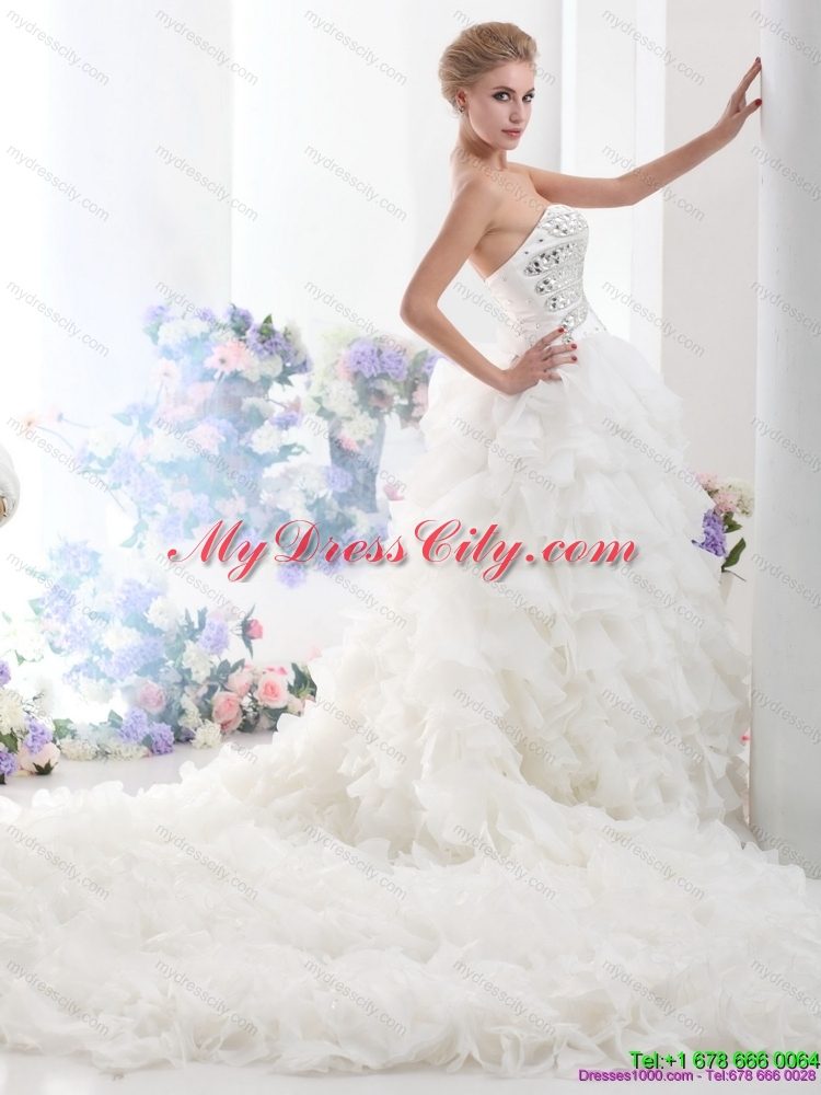 Sweetheart 2015 Maternity Wedding Dresses with Rhinestones and Ruffles