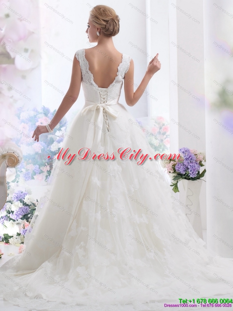 Unique Brush Train Maternity Wedding Dresses with Lace and Beading