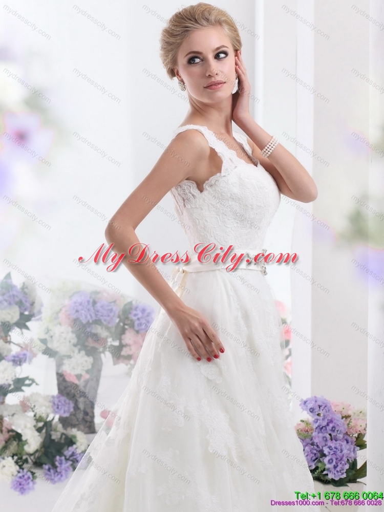 Unique Brush Train Maternity Wedding Dresses with Lace and Beading