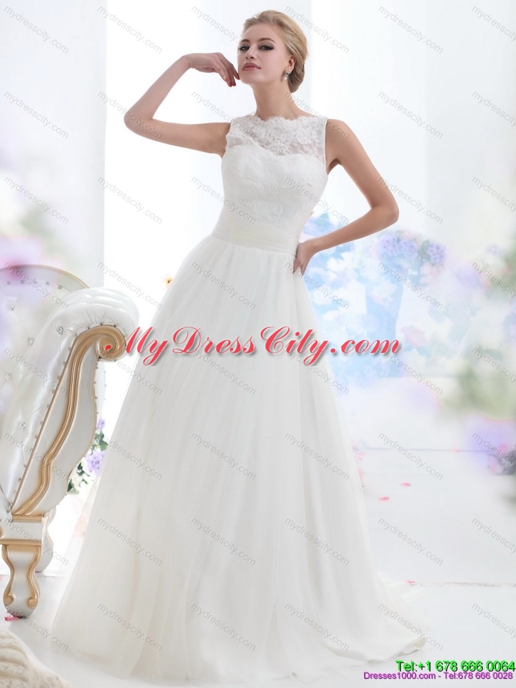 White High Neck Laced Maternity Wedding Dresses with Brush Train