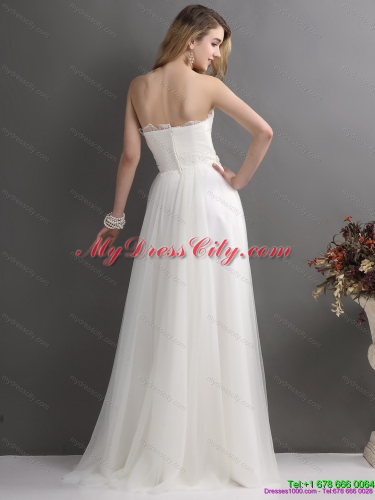 2015 Beautiful Strapless Wedding Dress with Beading and Appliques