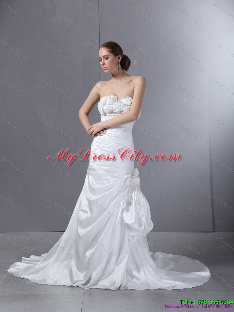 2015 Beautiful Sweetheart Wedding Dress with Court Train