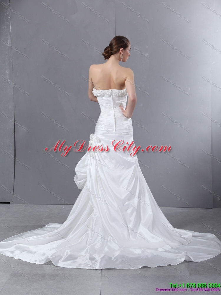 2015 Beautiful Sweetheart Wedding Dress with Court Train