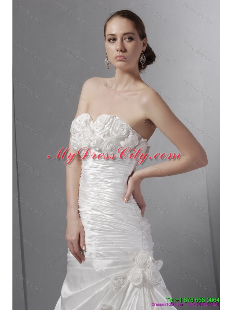 2015 Beautiful Sweetheart Wedding Dress with Court Train