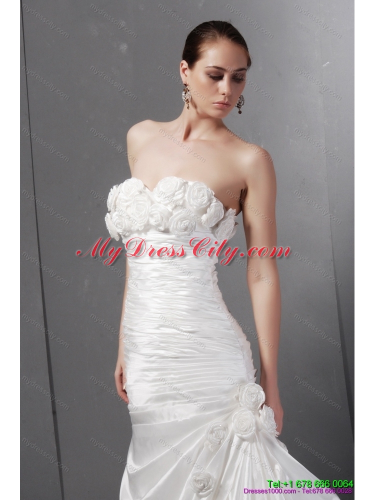 2015 Beautiful Sweetheart Wedding Dress with Court Train