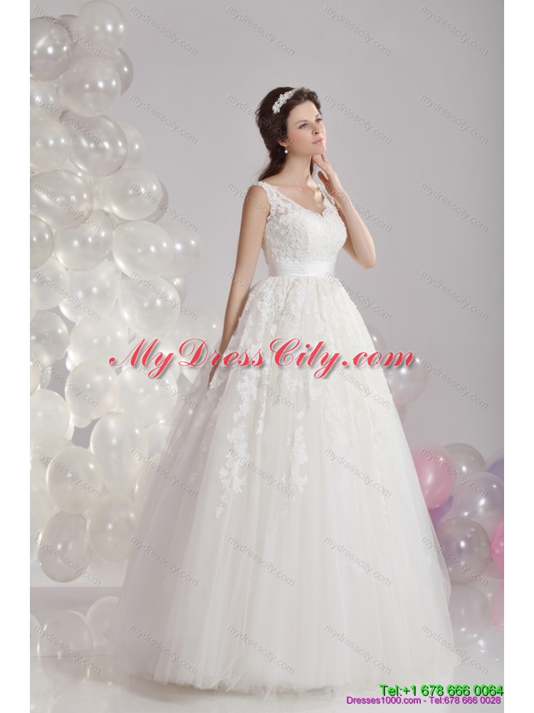 2015 Classical A Line Lace Wedding Dress with Floor-length