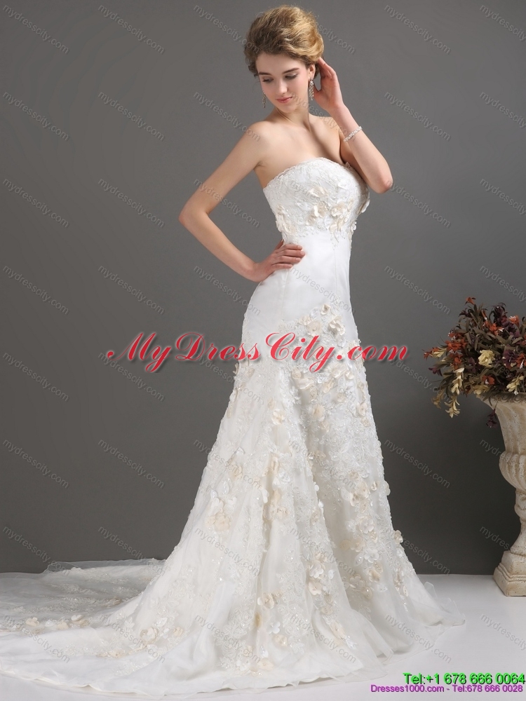 2015 Classical Sweetheart Wedding Dress with Beading and Appliques