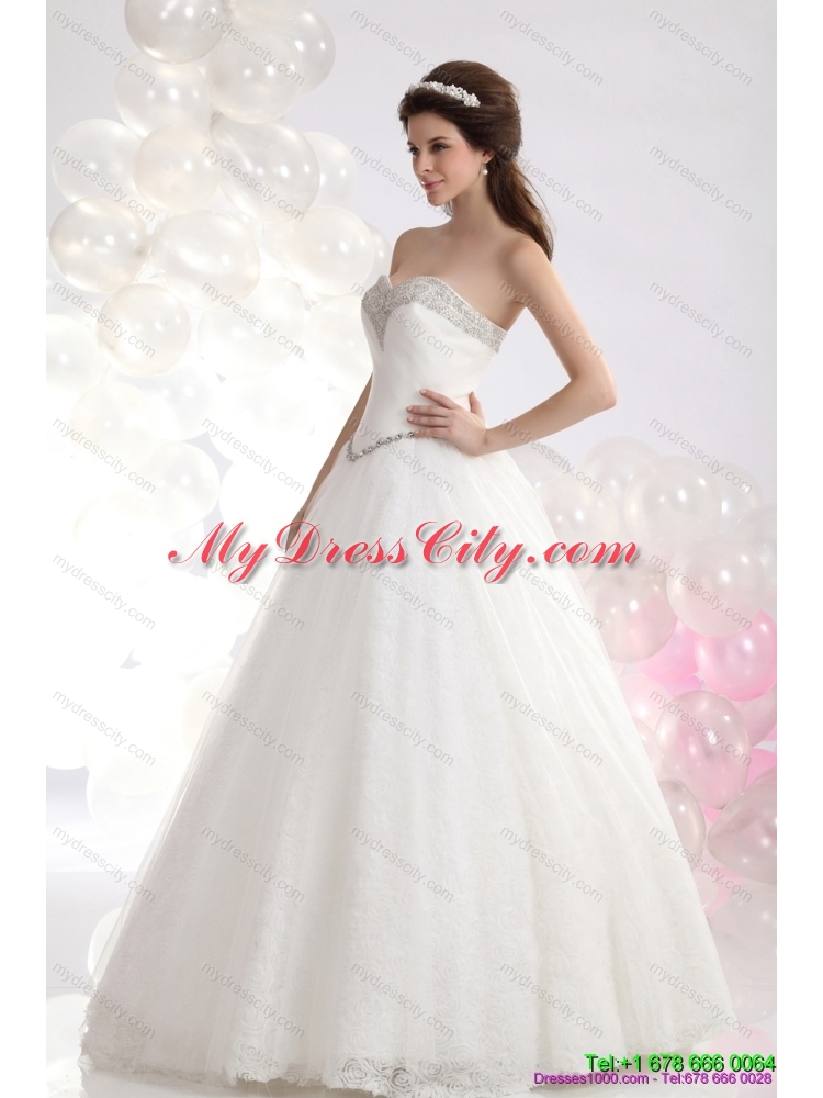 2015 Fashionable Sweetheart A Line Wedding Dress with Beadings