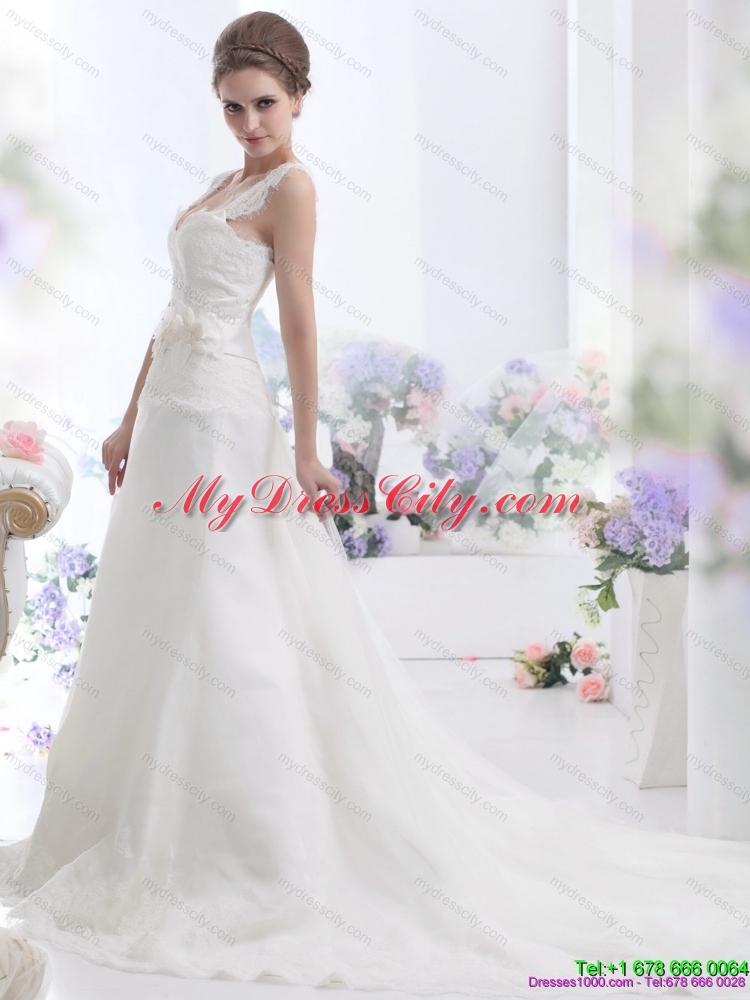 2015 Maternity Wedding Dress with Lace and Hand Made Flowers